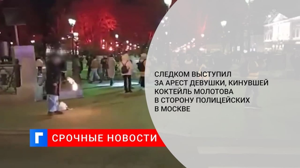 СК просит ареста девушки, кинувшей коктейль Молотова в сторону полицейских в Москве