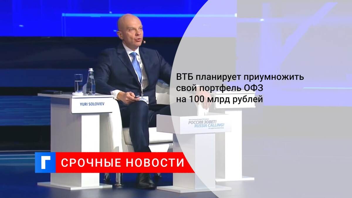 ВТБ планирует приумножить свой портфель ОФЗ на 100 млрд рублей