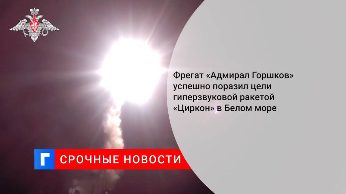 Фрегат «Адмирал Горшков» успешно поразил цели гиперзвуковой ракетой «Циркон» в Белом море