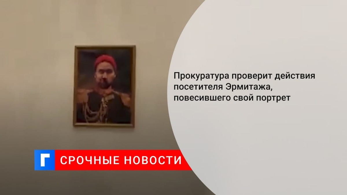 Эрмитаж пожаловался в прокуратуру на мужчину, повесившего свой портрет на стене музея