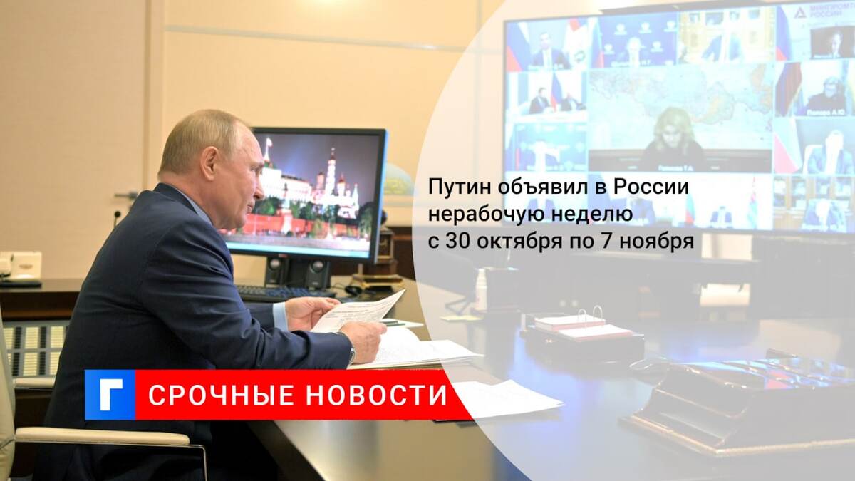 Путин объявил в России нерабочую неделю с 30 октября по 7 ноября