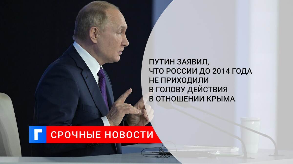 Путин заявил, что России до 2014 года не приходили в голову действия в отношении Крыма