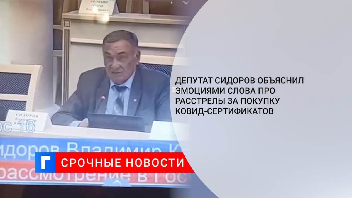 Депутат Сидоров объяснил эмоциями слова про расстрелы за покупку ковид-сертификатов