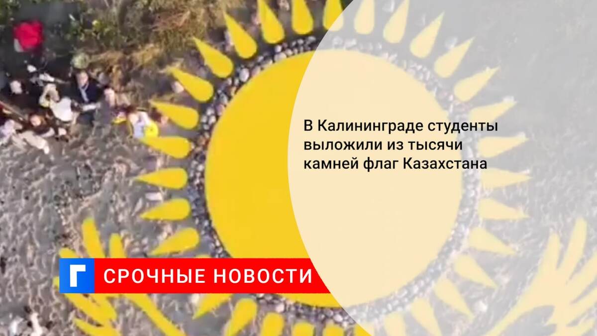 В Калининграде студенты выложили из тысячи камней флаг Казахстана