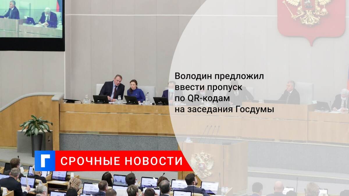 Володин предложил ввести пропуск по QR-кодам на заседания Госдумы