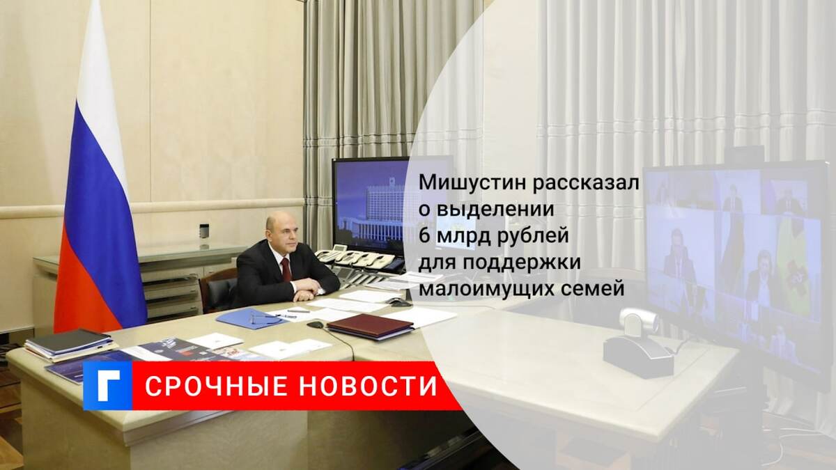 Мишустин рассказал о выделении 6 млрд рублей для поддержки малоимущих семей
