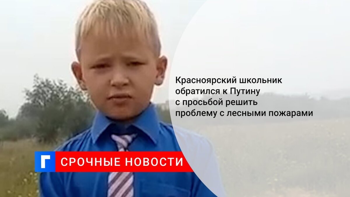 Красноярский школьник обратился к Путину с просьбой решить проблему с лесными пожарами