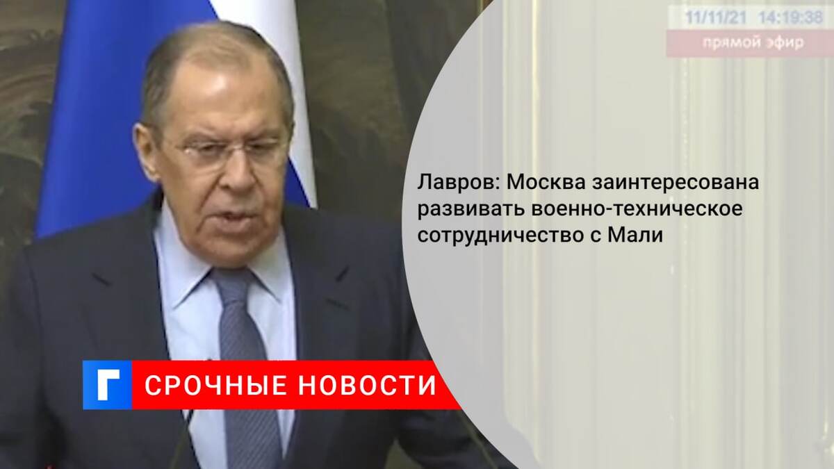 Лавров: Москва заинтересована развивать военно-техническое сотрудничество с Мали Лавров: Москва заинтересована развивать военно-техническое сотрудничество с Мали