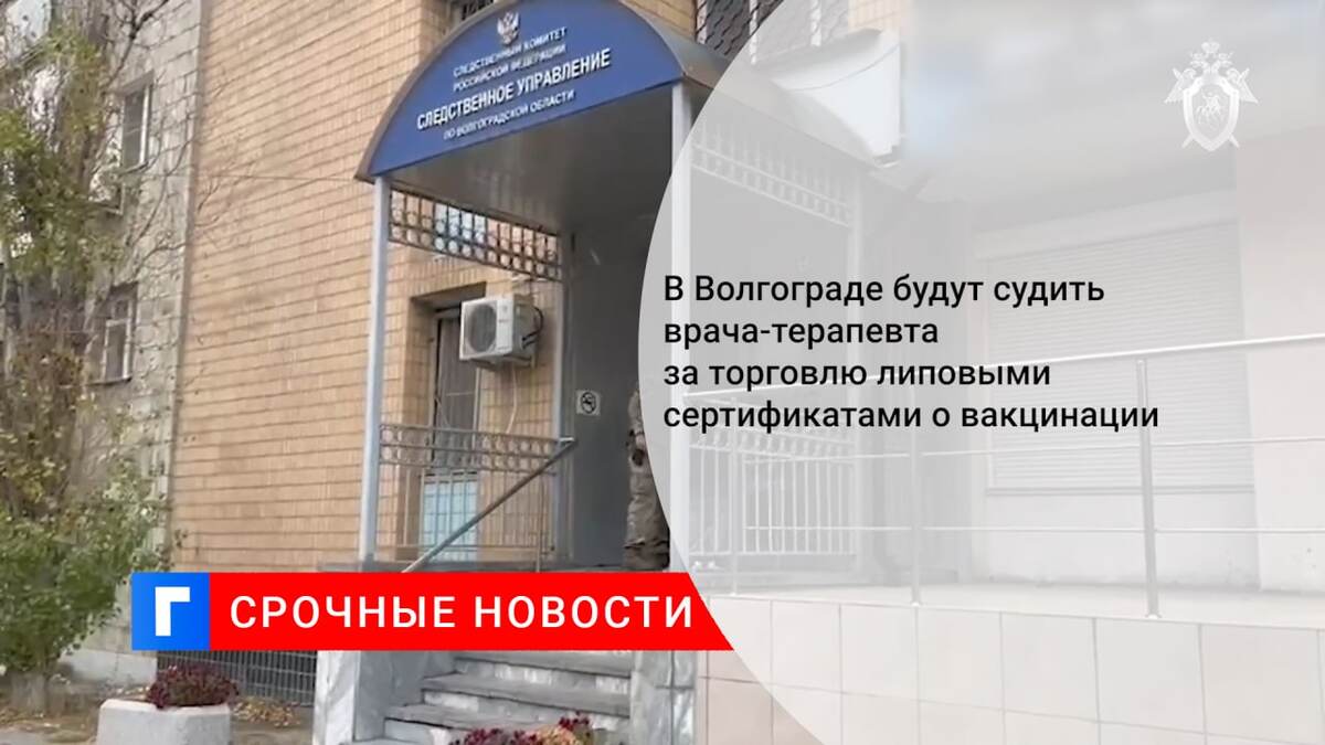 В Волгограде будут судить врача-терапевта за торговлю липовыми сертификатами о вакцинации
