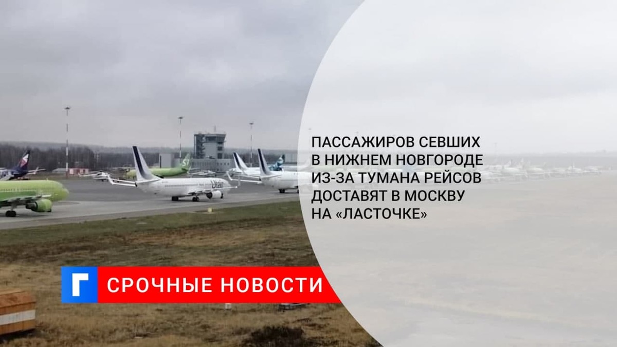 Пассажиров севших в Нижнем Новгороде из-за тумана рейсов доставят в Москву на «Ласточке»