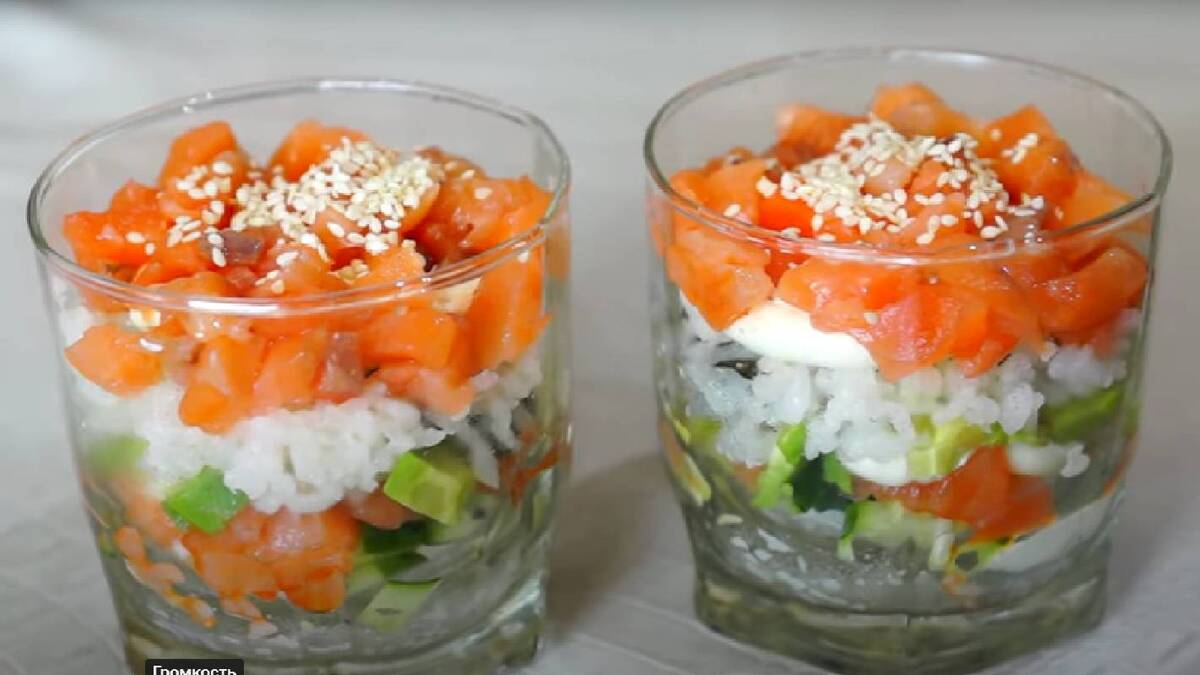 Салат Суши С Красной Рыбой И Огурцом И Авокадо Рецепт