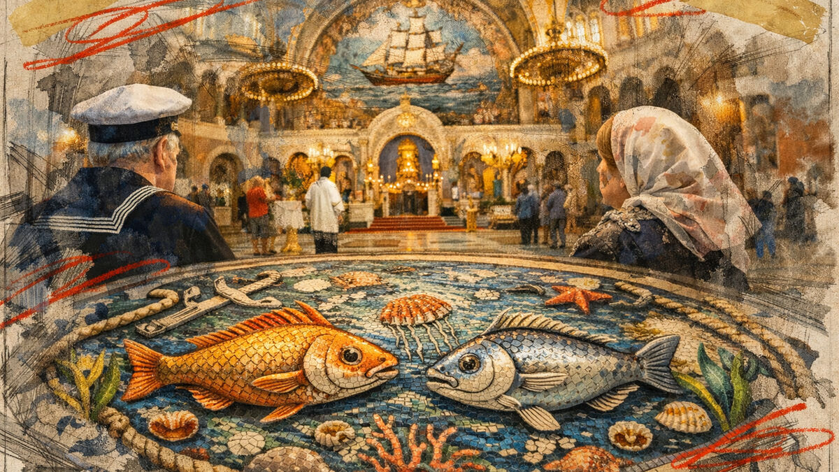 Рыбы среди якорей и волн: скрытый смысл мозаики Никольского собора в Кронштадте 