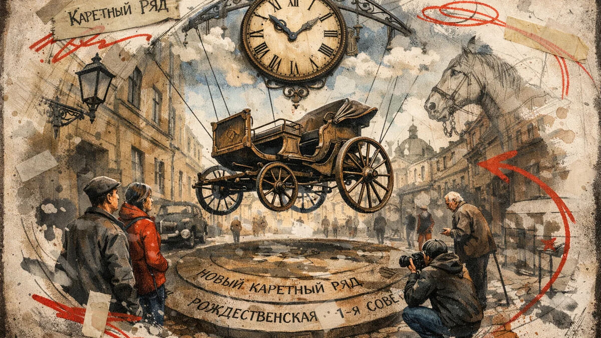 На Первой Советской зависла в воздухе карета — и она показывает время