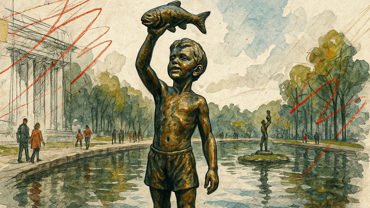 Скульптура-призрак Петербурга: почему мальчика с рыбкой никто не замечает в парке Победы