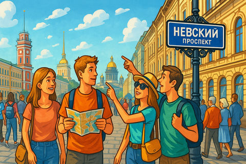 туристы в Петербурге