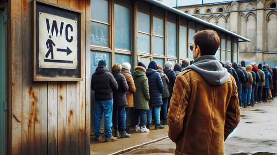Очередь в общественный туалет