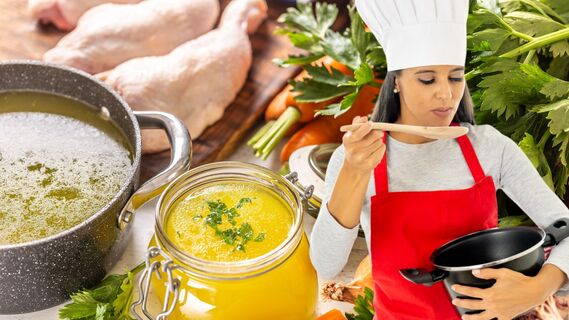 Прозрачный куриный бульон полезен для кожи