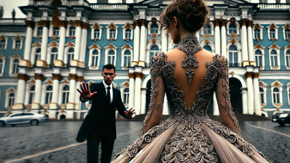 Девушка, мужчина, Эрмитаж