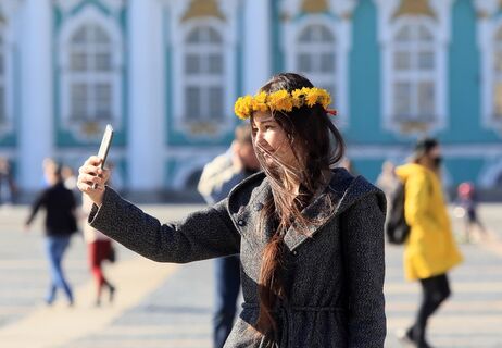 Девушка, венок, одуванчики, зимний, дворец, весна, люди, телефон