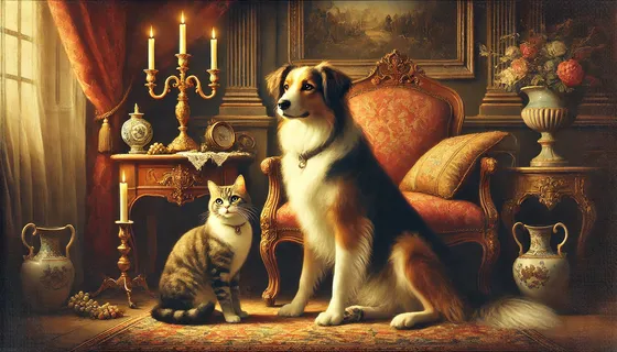Кошка и собака арт