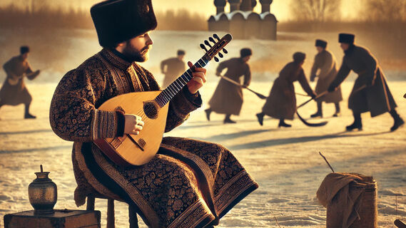 Мужчина, балалайка, хоккей