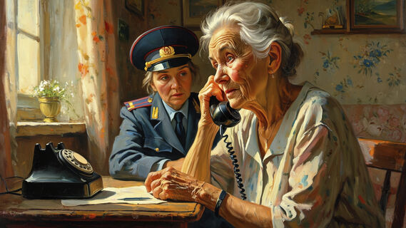 Полицейский, бабушка, телефон