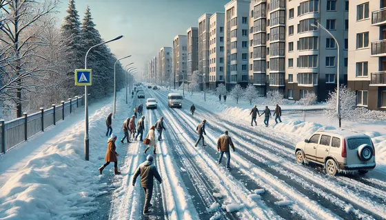 В Мурино появился новый каток, но есть нюанс: дорога к метро «Девяткино» покрылась льдом