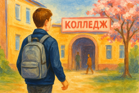 Школьник идет в колледж
