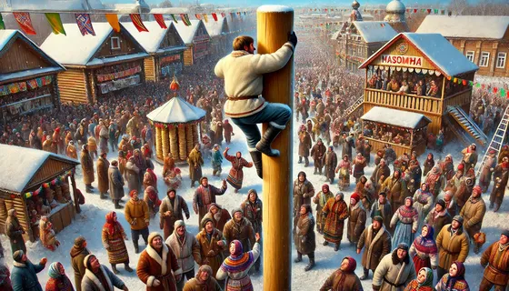 Столб на Масленице