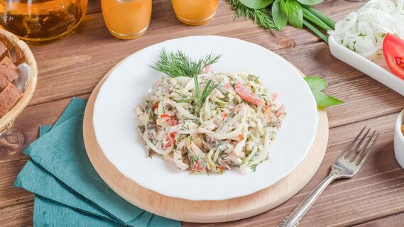 Рецепт салата "Довольный муж" с мясом