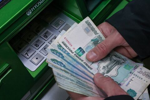 банкомат, деньги, рука