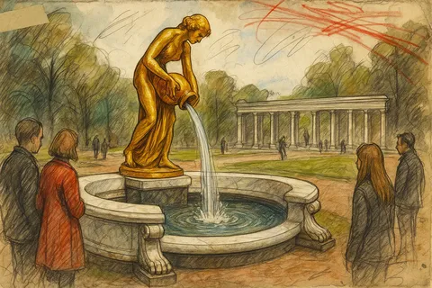 Фонтаны мраморных скамей