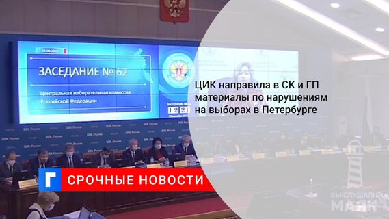 ЦИК направила в СК и ГП материалы по нарушениям на выборах в Петербурге