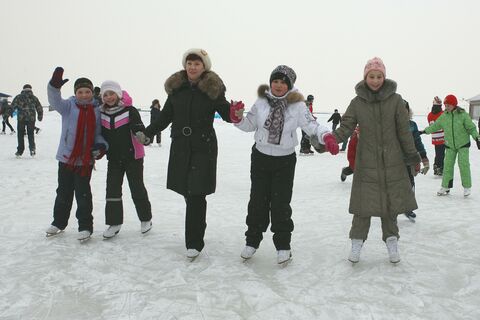 каток, коньки, лед