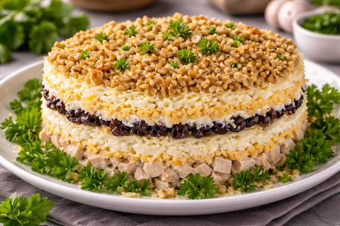 "Жемчужина застолья": салат, который гости съедают первым и вечно просят рецепт