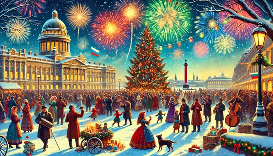 Типовое изображение новогоднего празднования в Петербурге