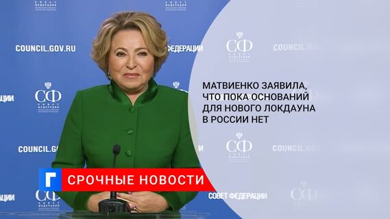 Матвиенко: оснований для введения локдауна или других жестких мер в России пока нет