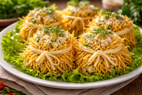 Закуска "Охапки сена": праздничный стол заиграет новыми красками — готовится за минуты