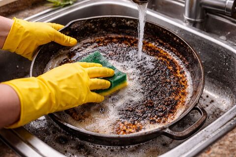 чистка сковороды