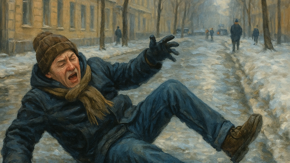 человек упал