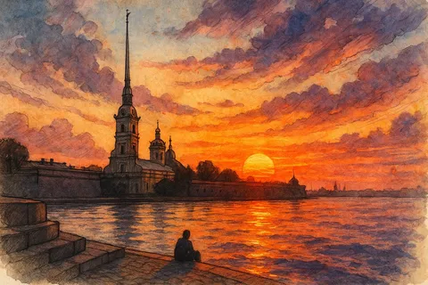 Закат, природа