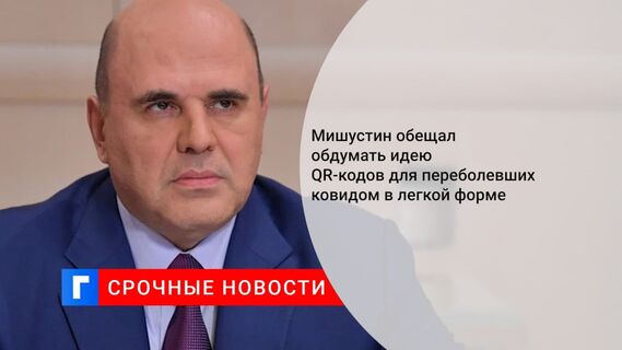 Мишустин обещал продумать идею QR-кодов для переболевших COVID-19 в легкой форме