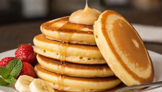 Пышные панкейки - просто: смешиваем "подручные" ингредиенты в миске - и удивляем домочадцев, 30 минут на готовку 