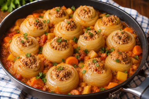 Заворачиваю фарш в лук и получаю невероятную вкуснятину на обед: сочный деликатес