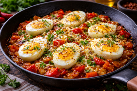 Яйца по-турецки с овощами и сыром: обычную яичницу после этого рецепта вы больше не захотите