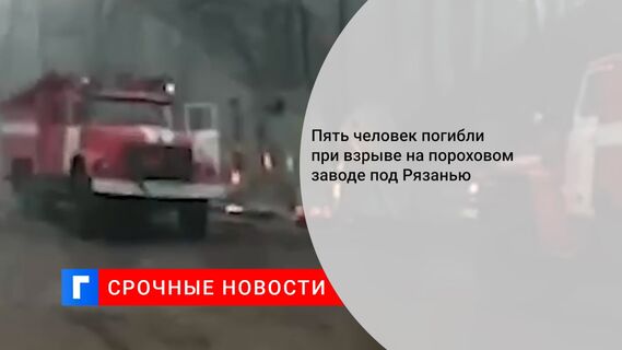 Пять человек погибли при взрыве на пороховом заводе под Рязанью