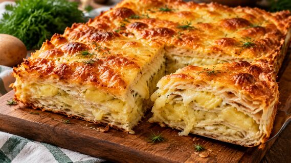 Без теста и мороки: нежный и тягучий пирог с картофелем и сыром — быстрый рецепт на завтрак, обед и ужин