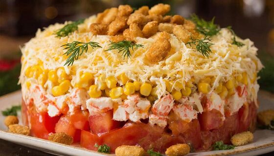 Салат "Коррида" — покоряет с первого укуса: слоёный король любого стола