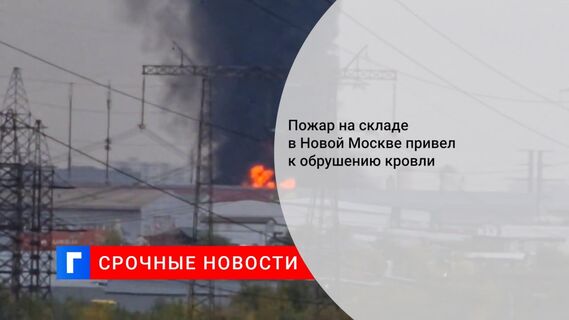 Пожар на складе в Новой Москве привел к обрушению кровли