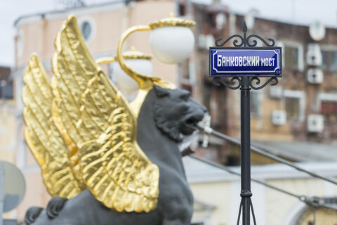 мост, львы, скульптуры, крылья